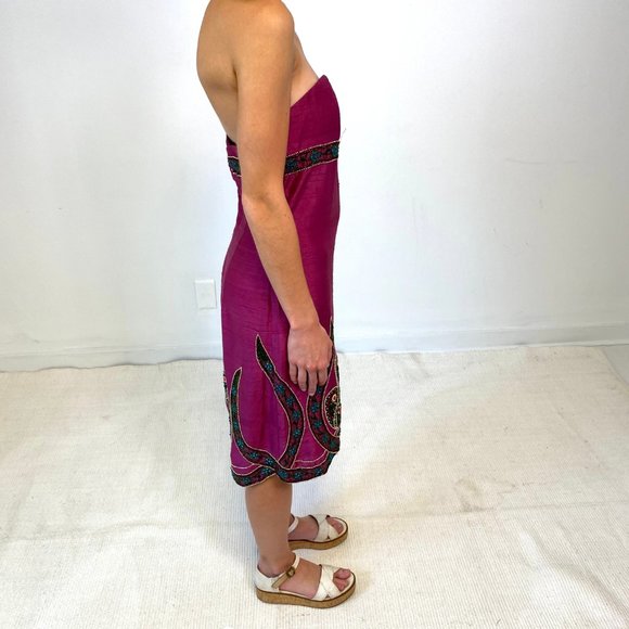 Vintage Tibi XS Silk Beaded Dress Purple AS-IS - Picture 6 of 16